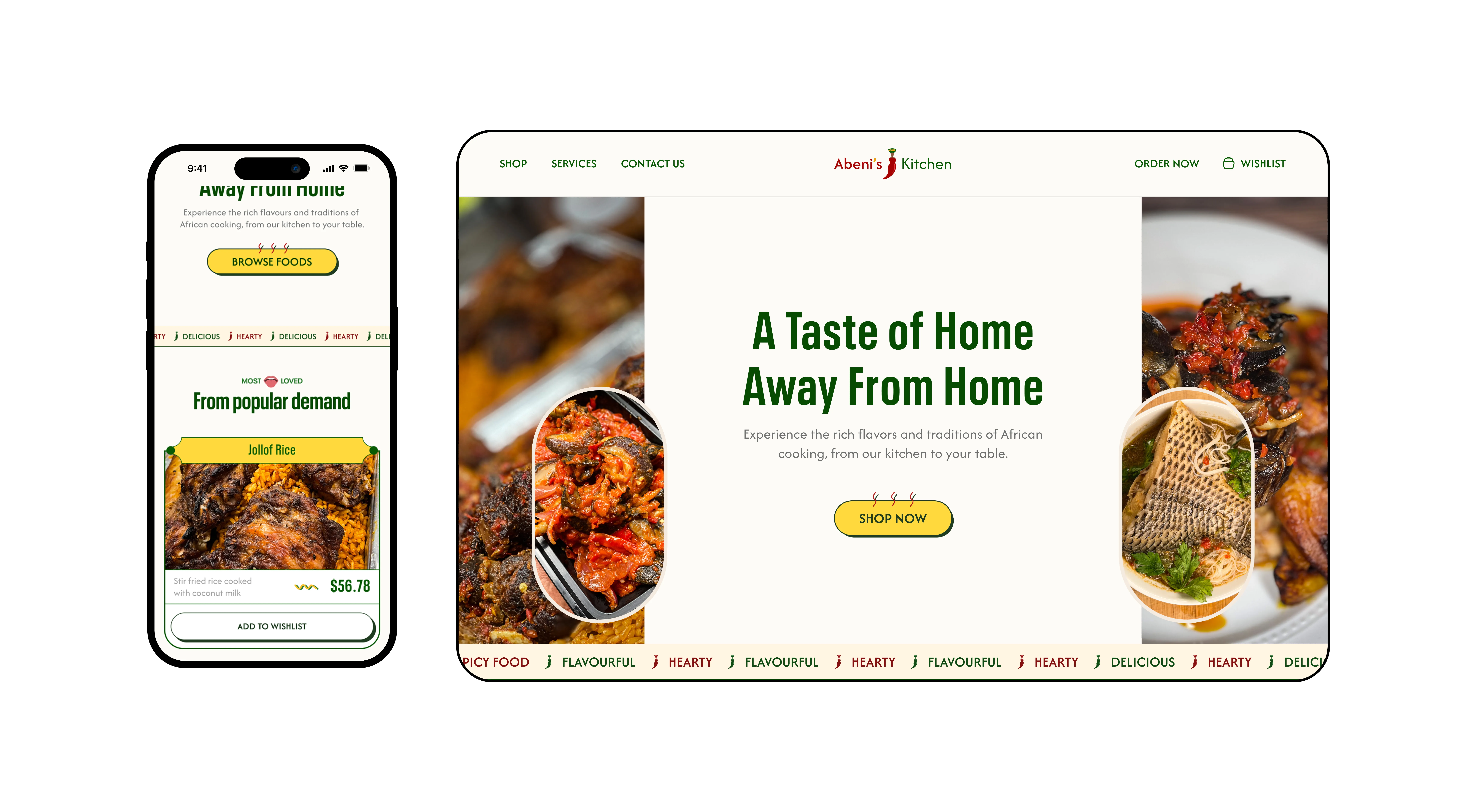 Abeni's Kitchen website design